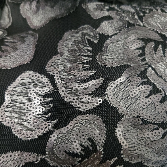 Tadashi Shoji Kala Sheer Mesh Floral Sequin Embroidered Mini Dress - Picture 13 of 16